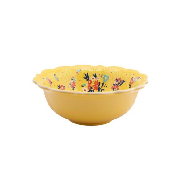 Lot of 4 Pioneer Woman Melamine Dip Bowl Vintage Ditsy Yellow 5.35in 11oz New - Picture 6 of 6